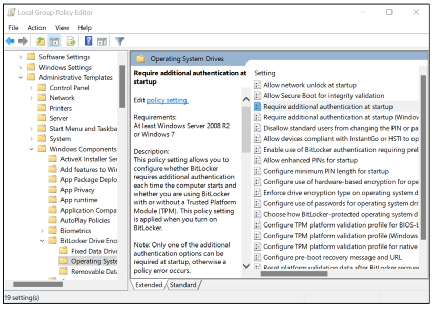 Group Policies Define the Circumstances under which BitLocker Can Be Used