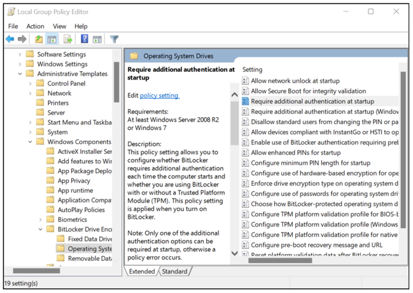 Group Policies Define the Circumstances under which BitLocker Can Be Used
