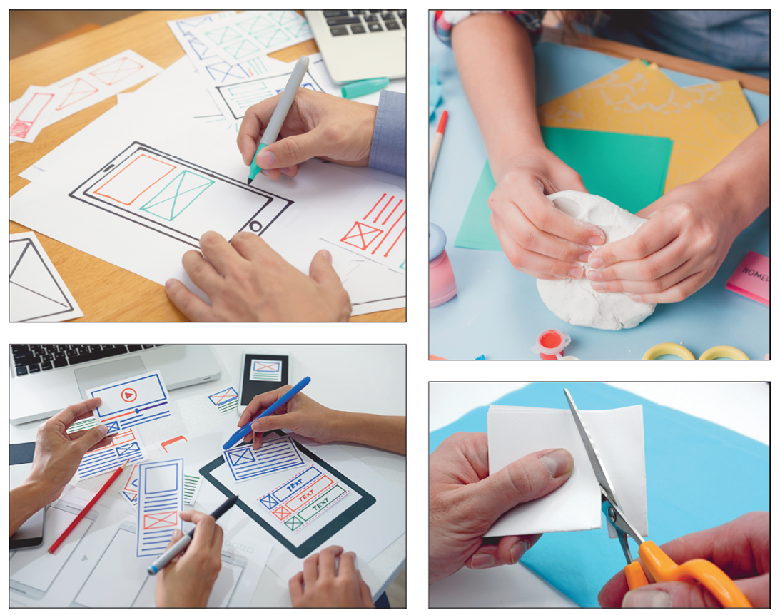 Collage with different low-fidelity prototypes.