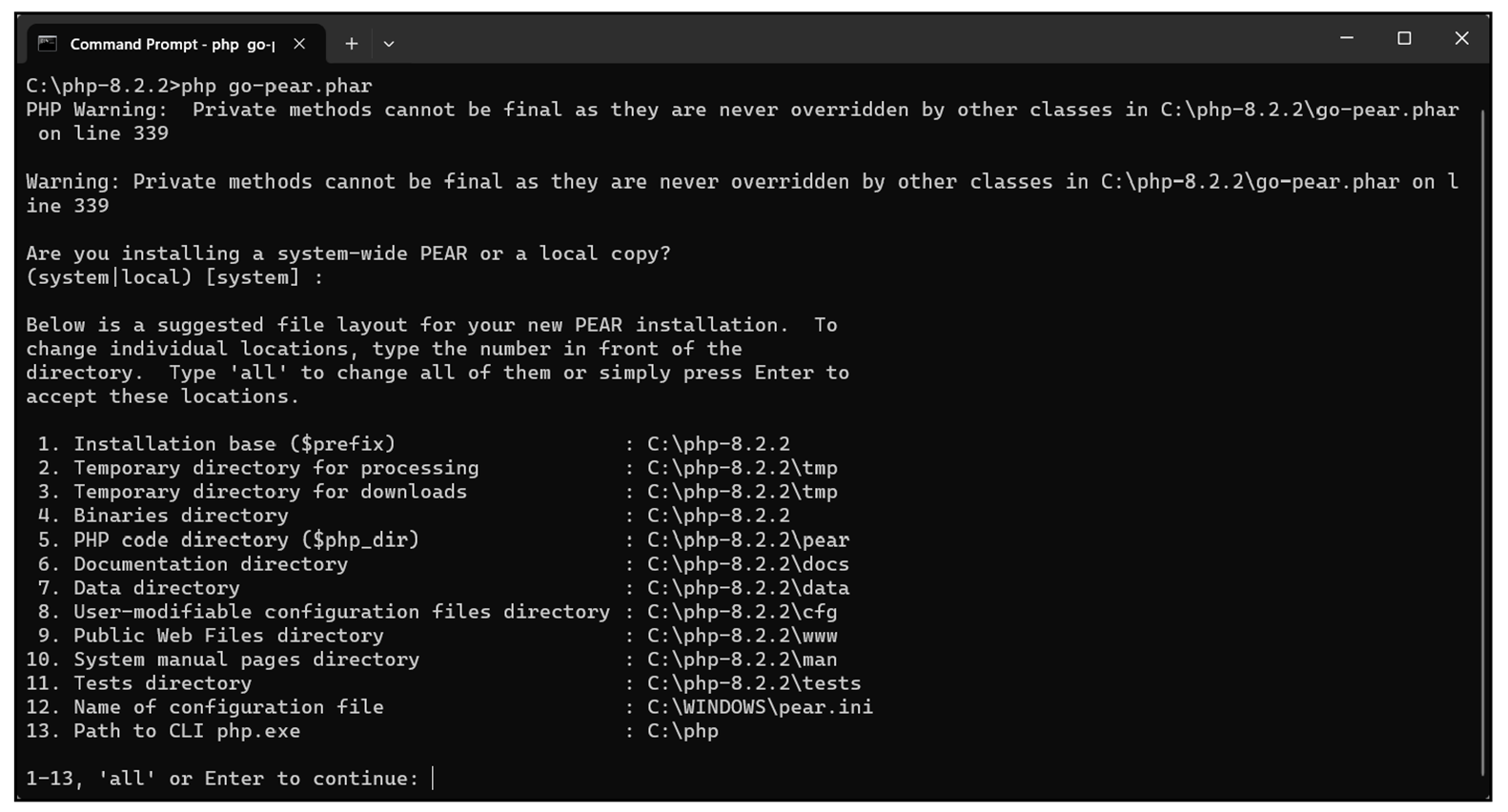 Installing PEAR via the Console (Warnings Included)