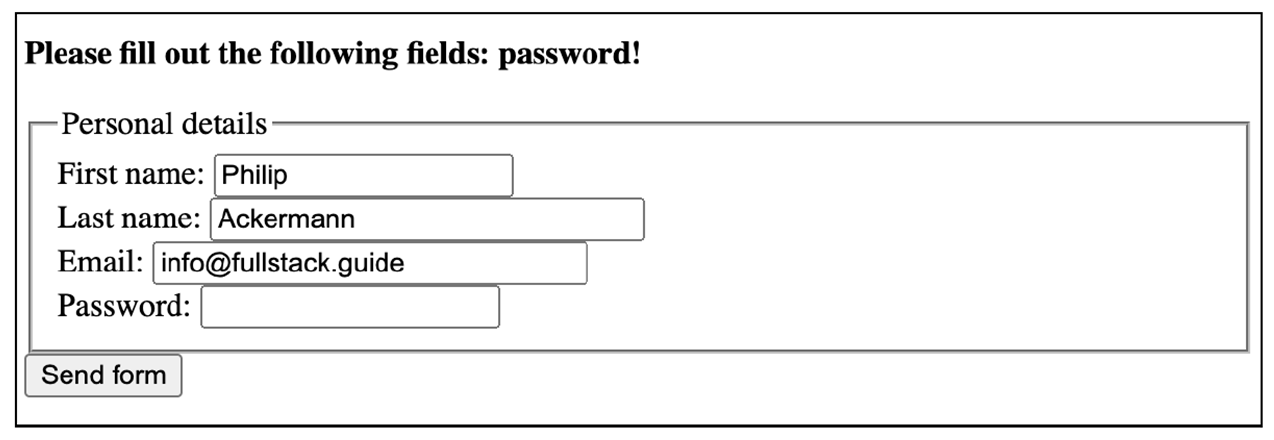 After Submitting, the Form Data Is Retained in Case an Error Occurs