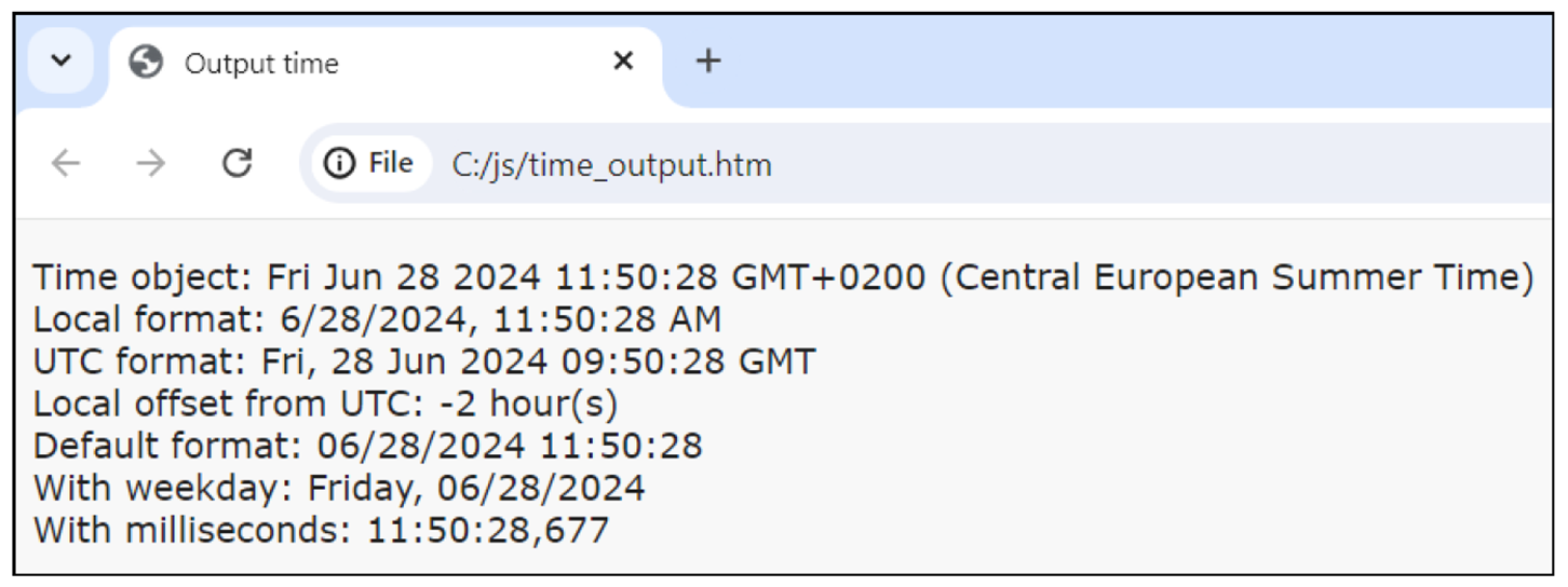 Outputting Time Data