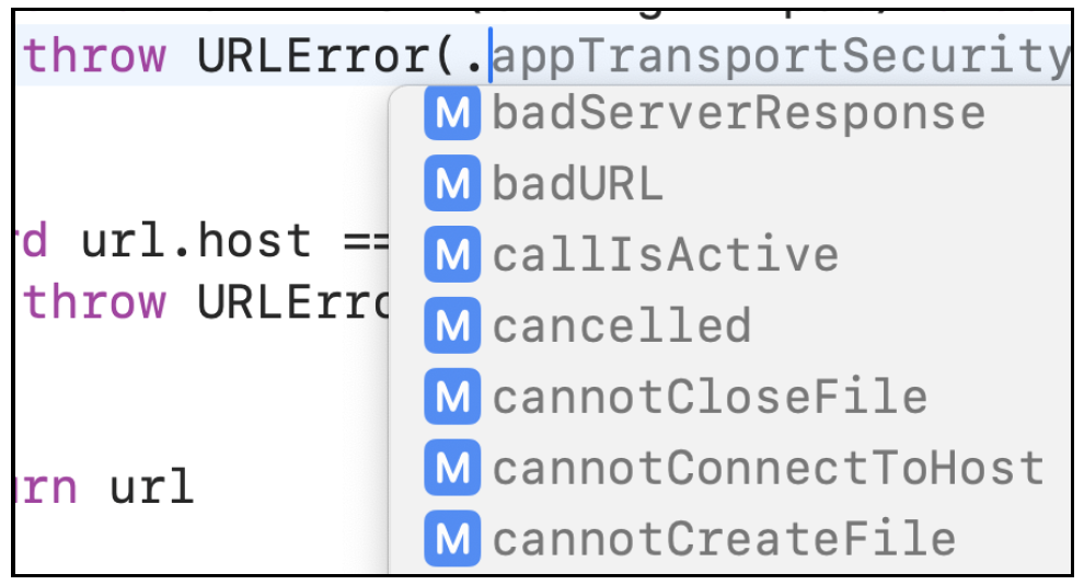 Autocomplete Cases for URLError