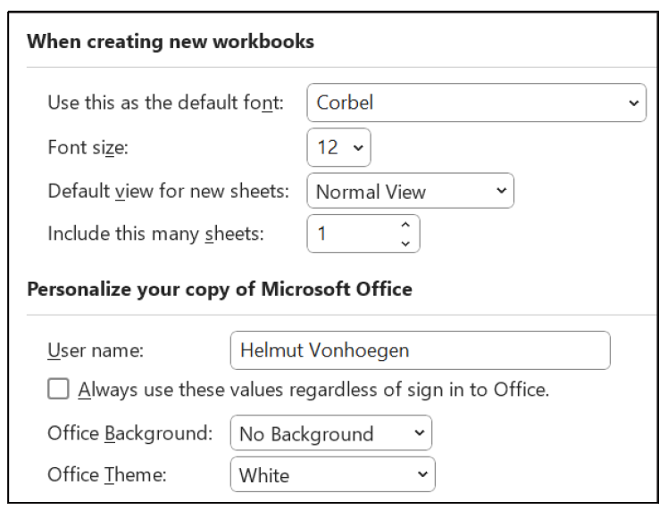 Personalizing Options