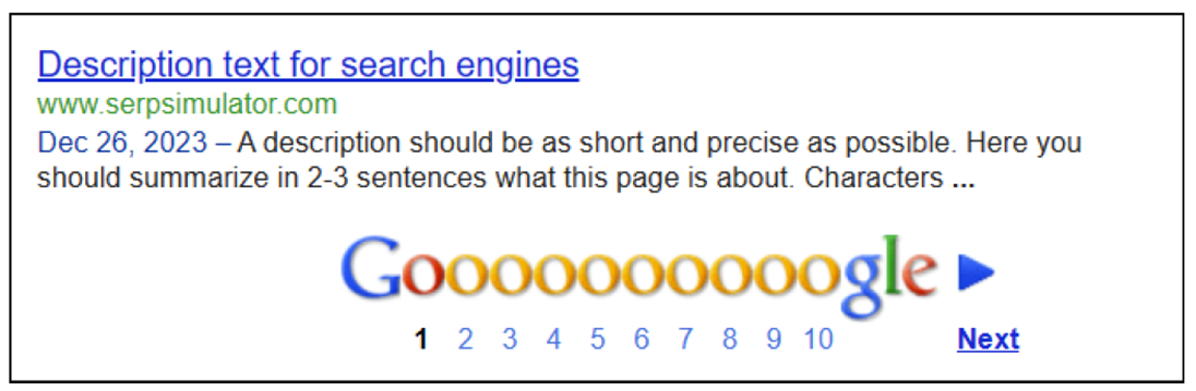 Along with the <title> Element, the Description Text Is Often One of the First Features to Appear in a Search Engine
