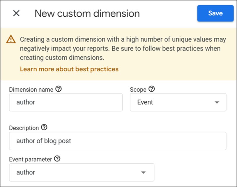 Defining a Custom Dimension