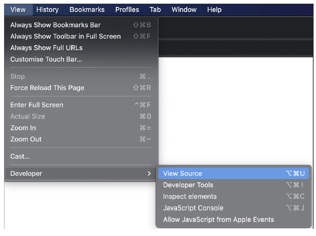 Show Source Code in Chrome