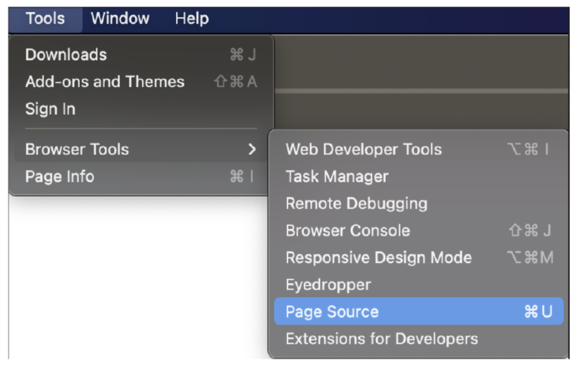 Show Source Code in Firefox