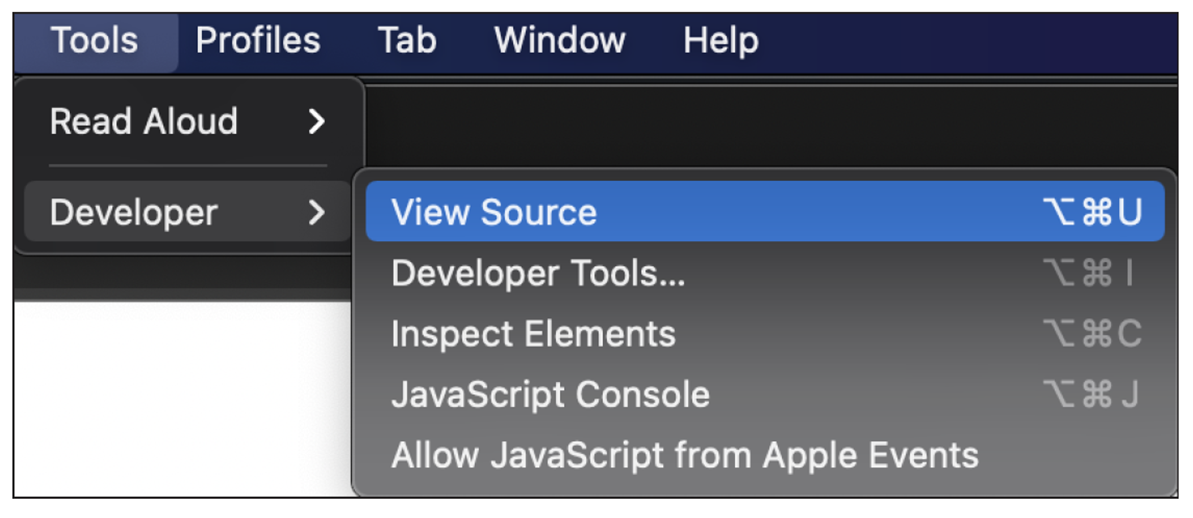 Show Source Code in Microsoft Edge