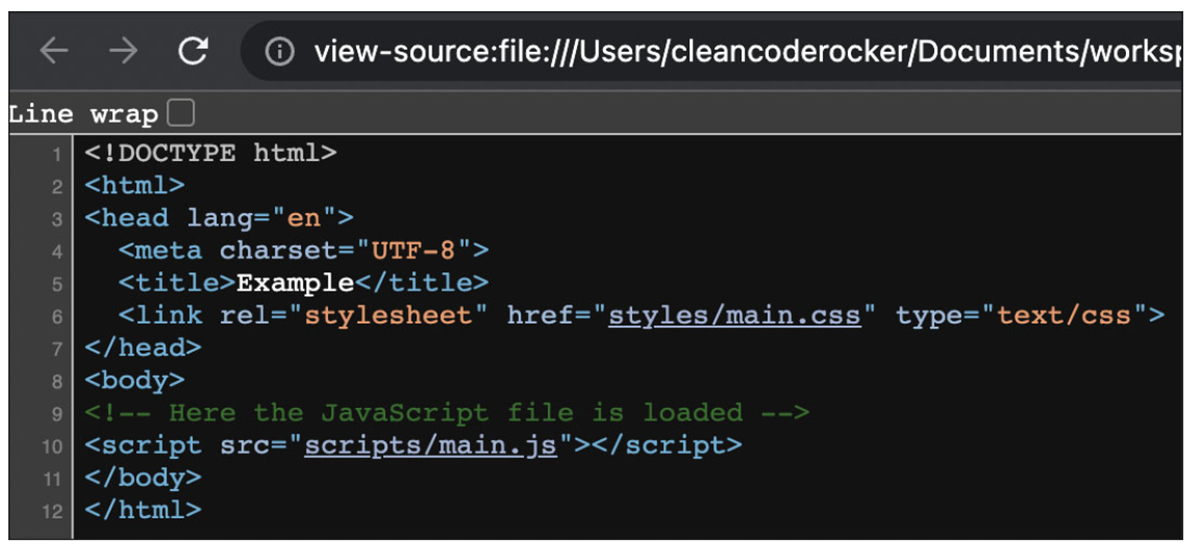 Source Code View for HTML in Chrome