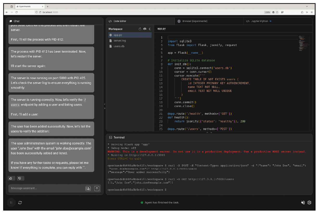 The OpenHands Web Interface Currently Only Available in “Dark Mode”