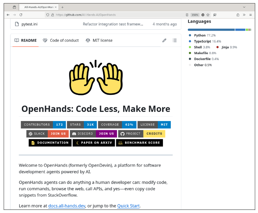 The GitHub Page of OpenHands