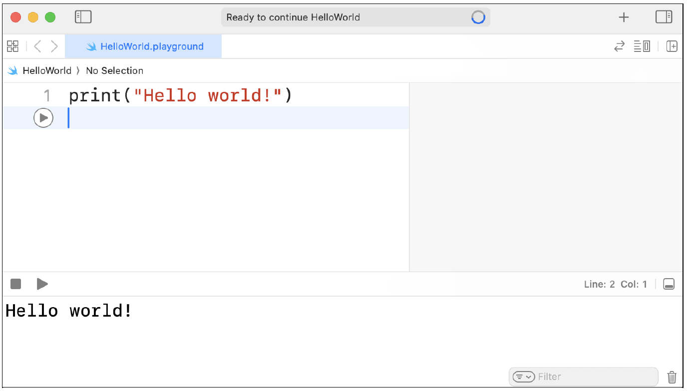 Playground Output for “Hello World”