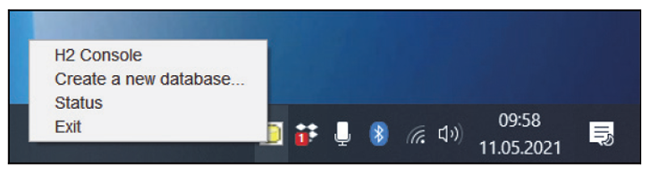 H2 Icon in the System Tray