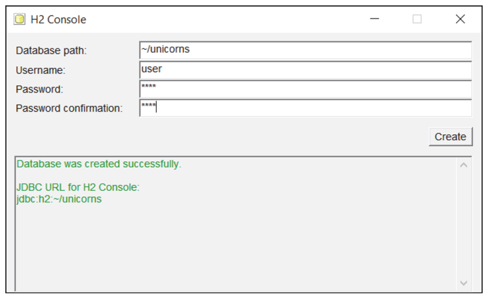 Dialog for Creating a New Database