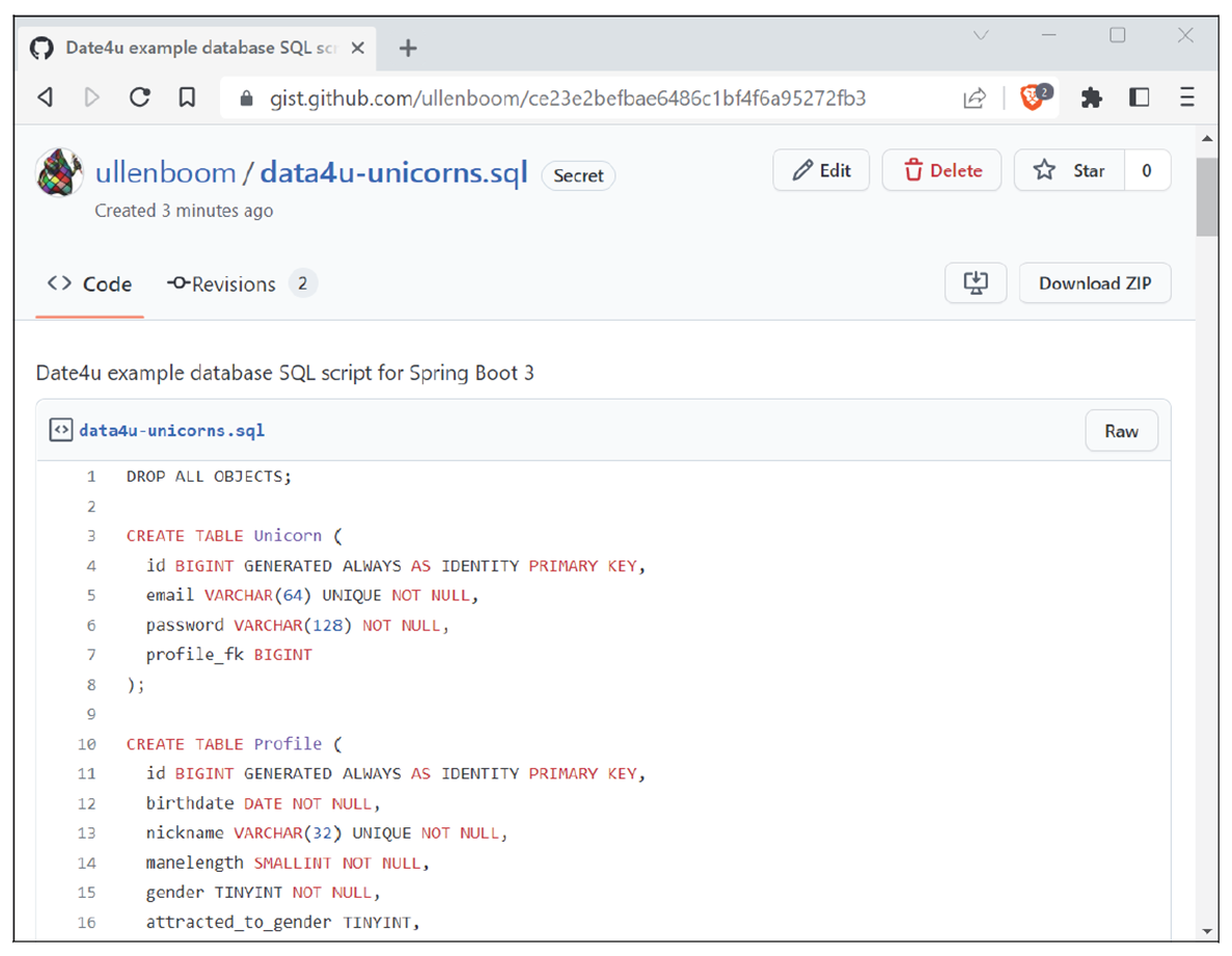 SQL Script with Schema Definition and Demo Data