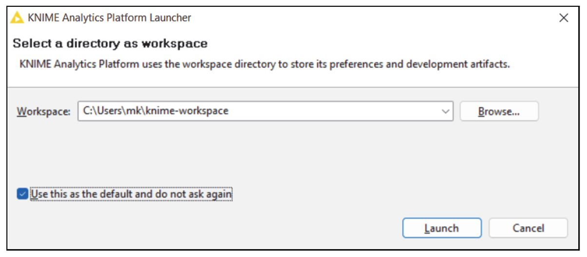 Selecting the Workspace