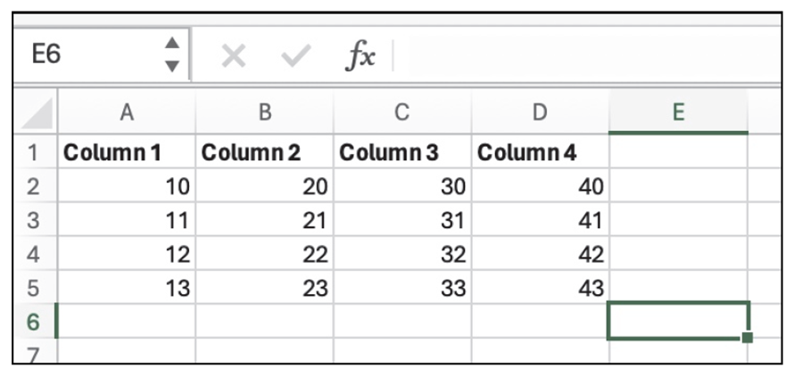 Table with Numerical Values