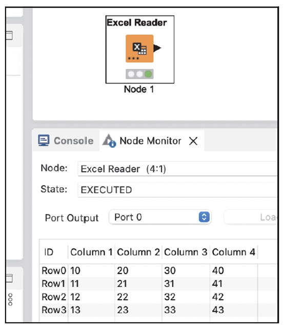 Output of the “Excel Reader” Node